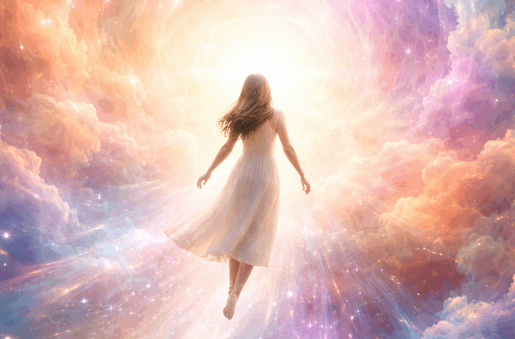 Woman-drifting-towards-the-light