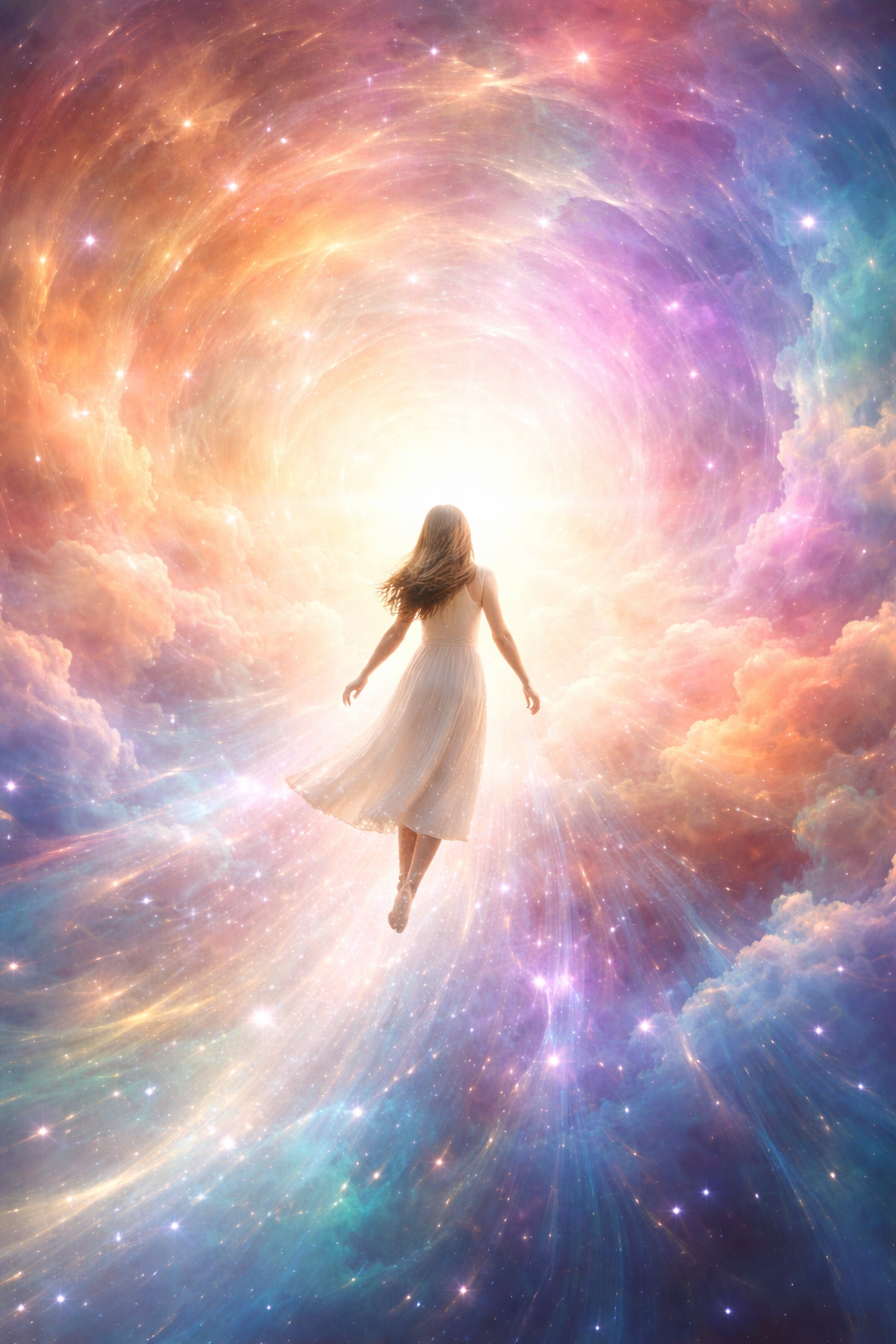 Woman-drifting-towards-the-light